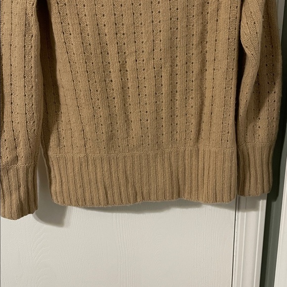 Banana Republic Womans Lambs Wool Cowl Neck Cable Knit Caramel Sweater Sz Medium - Picture 8 of 10